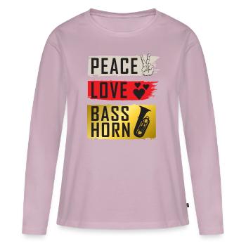 Peace Love Bass Horn Marching Band - T-shirt manches longues Premium bio Femme - rose poudré - Devant - Julia (174cm)