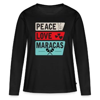 Peace Love Maracas Music Instrument - Frauen Premium Bio Langarmshirt - Schwarz - Vorne - Julia (174cm)