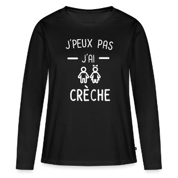 Je peux pas j'ai crèche enfants - T-shirt manches longues Premium bio Femme - noir - Devant - Julia (174cm)