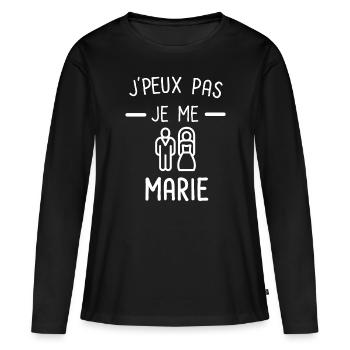 Je peux pas je me marie mariés - T-shirt manches longues Premium bio Femme - noir - Devant - Julia (174cm)