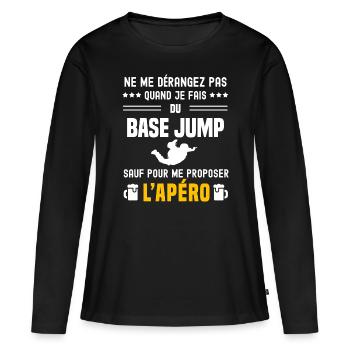 base jump ne dérangez pas sauf apéro - T-shirt manches longues Premium bio Femme - noir - Devant - Julia (174cm)