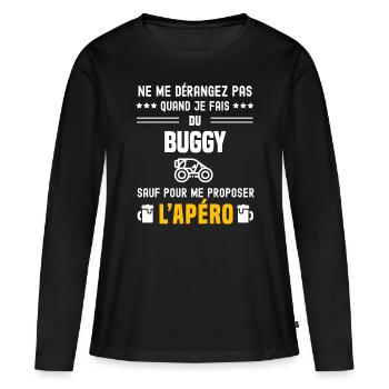 buggy ne dérangez pas sauf apéro - T-shirt manches longues Premium bio Femme - noir - Devant - Julia (174cm)