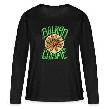 Cuisine balkanique Balkan Peppers Plat Nourriture - T-shirt manches longues Premium bio Femme - noir - Devant - Julia (174cm)