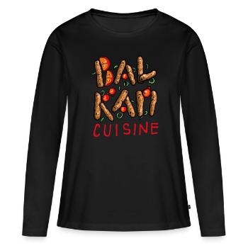 Cuisine balkanique Balkan Peppers Plat Nourriture - T-shirt manches longues Premium bio Femme - noir - Devant - Julia (174cm)