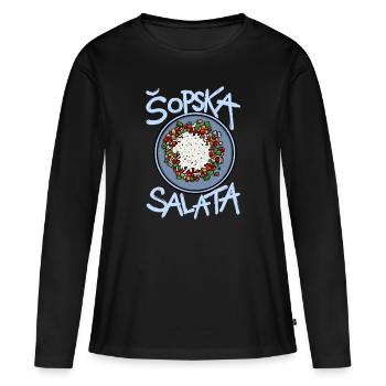 Šopska Salata Balkan Food Balkan Salad - T-shirt manches longues Premium bio Femme - noir - Devant - Julia (174cm)