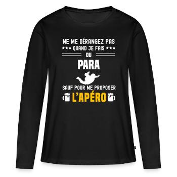 para ne dérangez pas sauf apéro - T-shirt manches longues Premium bio Femme - noir - Devant - Julia (174cm)