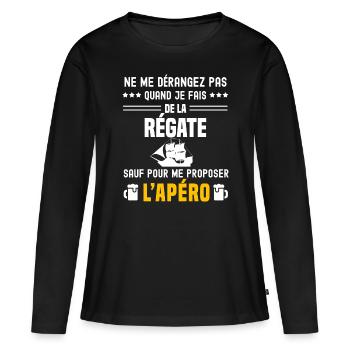 régate ne dérangez pas sauf apéro - T-shirt manches longues Premium bio Femme - noir - Devant - Julia (174cm)