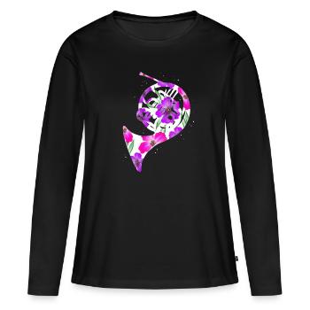 Funny French Horn Musical Instrument - Frauen Premium Bio Langarmshirt - Schwarz - Vorne - Julia (174cm)