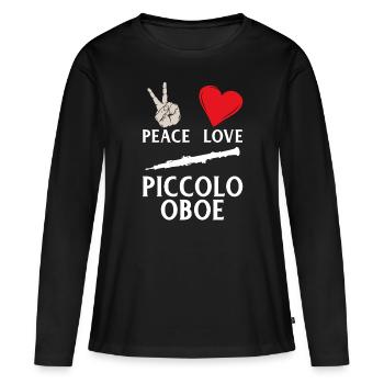 Peace Love Piccolo Instrument de musique hautbois - T-shirt manches longues Premium bio Femme - noir - Devant - Julia (174cm)