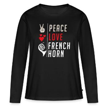 French Horn Instrument Cor D'harmonie - Frauen Premium Bio Langarmshirt - Schwarz - Vorne - Julia (174cm)