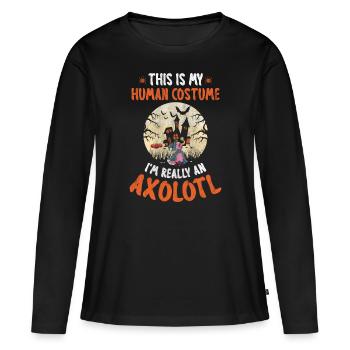 Halloween Axolotl Pumpkin Halloween Yard - Women's Premium Organic Long Sleeve Shirt - black - Front - Julia (174cm)
