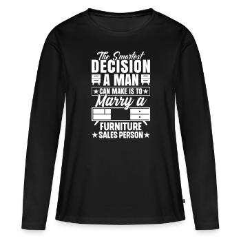 Vendeur de meubles Vendeur Vendeur Emploi - T-shirt manches longues Premium bio Femme - noir - Devant - Julia (174cm)