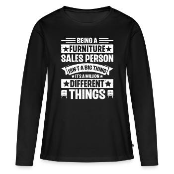 Vendeur de meubles Vendeur Vendeur Emploi - T-shirt manches longues Premium bio Femme - noir - Devant - Julia (174cm)