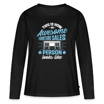 Vendeur de meubles Vendeur Vendeur Emploi - T-shirt manches longues Premium bio Femme - noir - Devant - Julia (174cm)