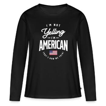 Je ne crie pas Je suis American Funny American Pride - T-shirt manches longues Premium bio Femme - noir - Devant - Julia (174cm)