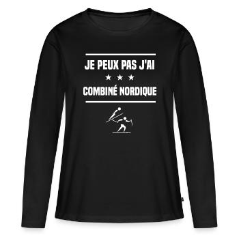 Je Peux Pas J'ai combiné nordique humour skieur - T-shirt manches longues Premium bio Femme - noir - Devant - Julia (174cm)