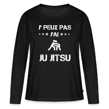 Je peux pas j'ai ju jitsu cadeau judoka - T-shirt manches longues Premium bio Femme - noir - Devant - Julia (174cm)