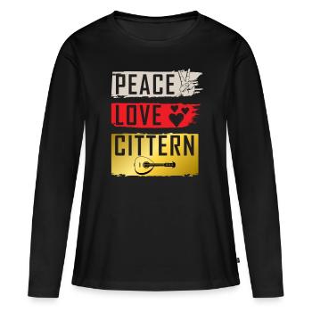 Peace Love Cittern Irish Step danse - T-shirt manches longues Premium bio Femme - noir - Devant - Julia (174cm)