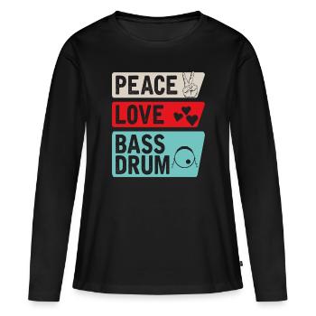 Peace Love Bass Drum Instrument Musique - T-shirt manches longues Premium bio Femme - noir - Devant - Julia (174cm)