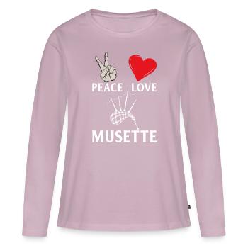 Paix Amour Musette Baroque Musette - T-shirt manches longues Premium bio Femme - rose poudré - Devant - Julia (174cm)