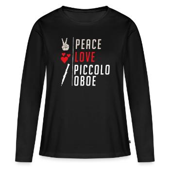 Peace Love Piccolo Fanfare de hautbois - T-shirt manches longues Premium bio Femme - noir - Devant - Julia (174cm)