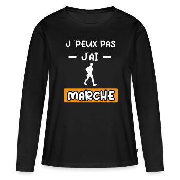 je peux pas j'ai marche cadeau marche - T-shirt manches longues Premium bio Femme - noir - Devant - Julia (174cm)