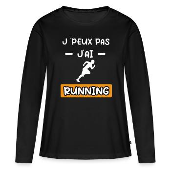 je peux pas j'ai running cadeau running - T-shirt manches longues Premium bio Femme - noir - Devant - Julia (174cm)