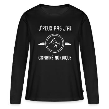 ski je peux pas j'ai combiné nordique skieur - T-shirt manches longues Premium bio Femme - noir - Devant - Julia (174cm)