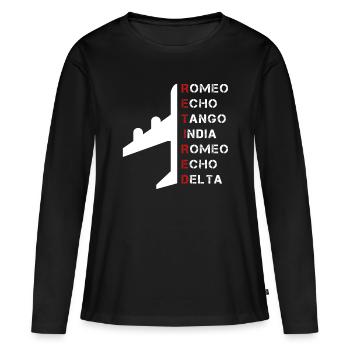 Romeo Echo Tango Inde Romeo Echo Delta - T-shirt manches longues Premium bio Femme - noir - Devant - Julia (174cm)