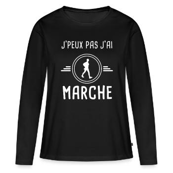 marche je peux pas j'ai marche marcheur - T-shirt manches longues Premium bio Femme - noir - Devant - Julia (174cm)