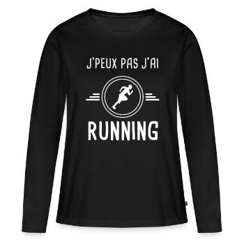 running je peux pas j'ai running coureur - T-shirt manches longues Premium bio Femme - noir - Devant - Julia (174cm)