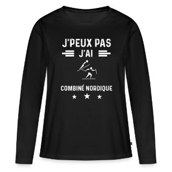 skieur je peux pas j'ai combiné nordique - T-shirt manches longues Premium bio Femme - noir - Devant - Julia (174cm)