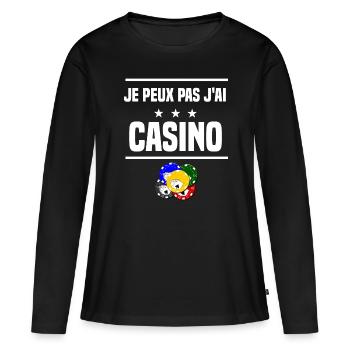 je peux pas j'ai casino humour jetons - T-shirt manches longues Premium bio Femme - noir - Devant - Julia (174cm)