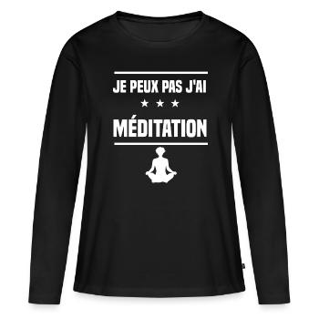 je peux pas j'ai méditation humour relaxation - T-shirt manches longues Premium bio Femme - noir - Devant - Julia (174cm)