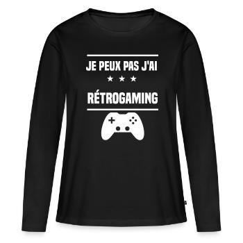 je peux pas j'ai rétrogaming humour gameur - T-shirt manches longues Premium bio Femme - noir - Devant - Julia (174cm)