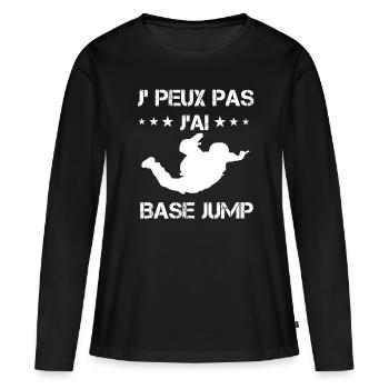 je peux pas j'ai base jump cadeau saut - T-shirt manches longues Premium bio Femme - noir - Devant - Julia (174cm)