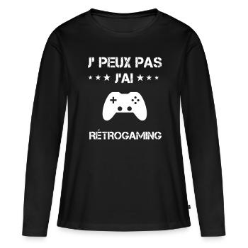 je peux pas j'ai rétrogaming cadeau gameur - T-shirt manches longues Premium bio Femme - noir - Devant - Julia (174cm)