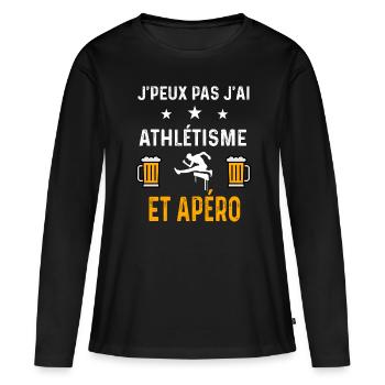 je peux pas j'ai athlétisme sport et apéro sport - T-shirt manches longues Premium bio Femme - noir - Devant - Julia (174cm)