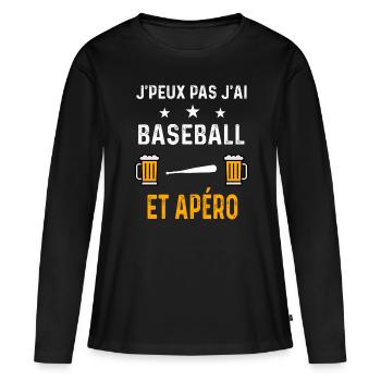 je peux pas j'ai baseball batte et apéro baseball - T-shirt manches longues Premium bio Femme - noir - Devant - Julia (174cm)