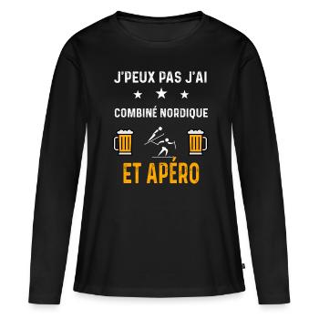 je peux pas j'ai combiné nordique et apéro sport - T-shirt manches longues Premium bio Femme - noir - Devant - Julia (174cm)