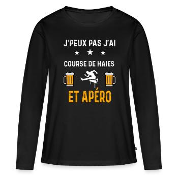 je peux pas j'ai course de haies et apéro sport - T-shirt manches longues Premium bio Femme - noir - Devant - Julia (174cm)
