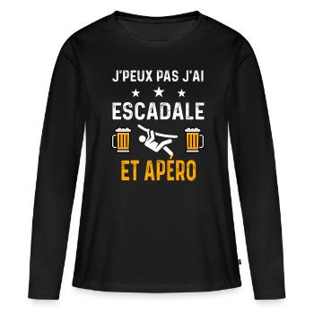 je peux pas j'ai escadale corde et apéro escalade - T-shirt manches longues Premium bio Femme - noir - Devant - Julia (174cm)