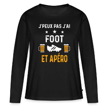 je peux pas j'ai foot crampons et apéro football - T-shirt manches longues Premium bio Femme - noir - Devant - Julia (174cm)