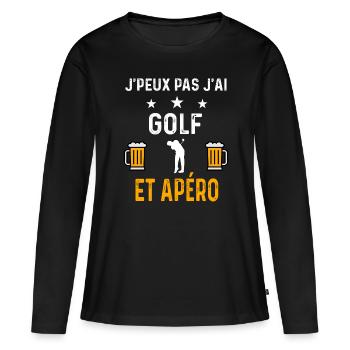 je peux pas j'ai golf golfeur et apéro golf - T-shirt manches longues Premium bio Femme - noir - Devant - Julia (174cm)