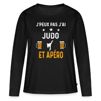 je peux pas j'ai judo et apéro judo - T-shirt manches longues Premium bio Femme - noir - Devant - Julia (174cm)