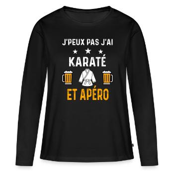 je peux pas j'ai karaté karategi et apéro karaté - T-shirt manches longues Premium bio Femme - noir - Devant - Julia (174cm)