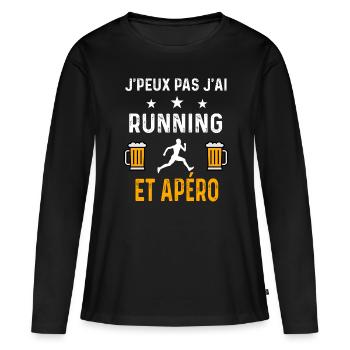 je peux pas j'ai running courir et apéro running - T-shirt manches longues Premium bio Femme - noir - Devant - Julia (174cm)