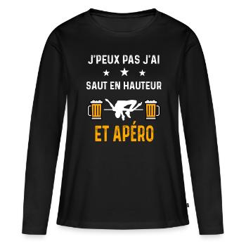 je peux pas j'ai saut en hauteur et apéro sport - T-shirt manches longues Premium bio Femme - noir - Devant - Julia (174cm)
