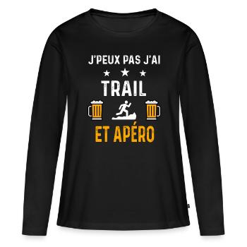 je peux pas j'ai trail et apéro trail - T-shirt manches longues Premium bio Femme - noir - Devant - Julia (174cm)