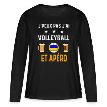 je peux pas j'ai volleyball et apéro volleyball - T-shirt manches longues Premium bio Femme - noir - Devant - Julia (174cm)